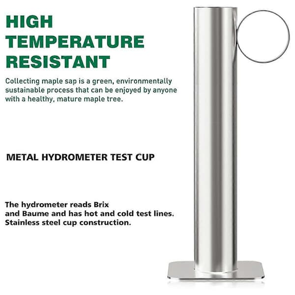 Ahornsirup Hydrometer Sæt - Ahornsirup Densitetssæt, Baume og Skala, Rustfrit Stål Ahornsirup Sæt