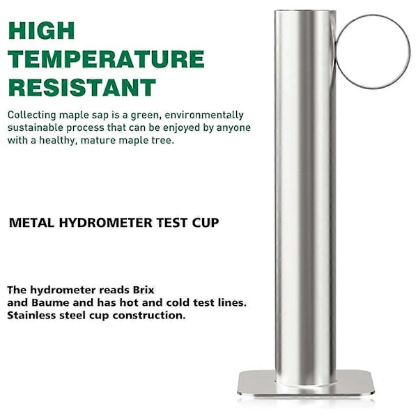 Lønnesirup Hydrometer Kit - Lønnesirup Tetthetsmåler Kit, Baume og Skala, Rustfritt Stål Lønnesirup Kit
