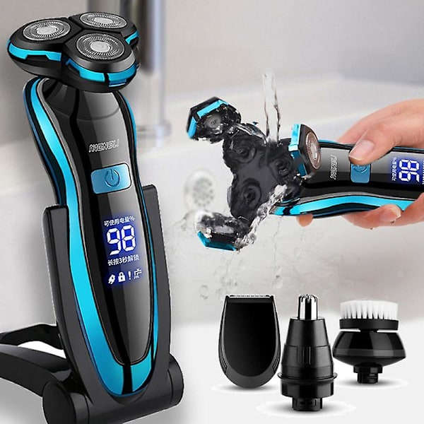 Elektrisk barbermaskin oppladbar barbermaskin for menn skjegg våt tørr dobbel bruk vanntett hurtiglading