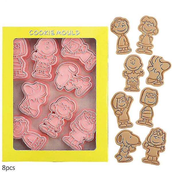8 st Peanuts Tema Kakformar Set Söta Tecknade Snoopy Kexformar Tårtfondant Bakning Gör-det-själv Dessertform Verktyg
