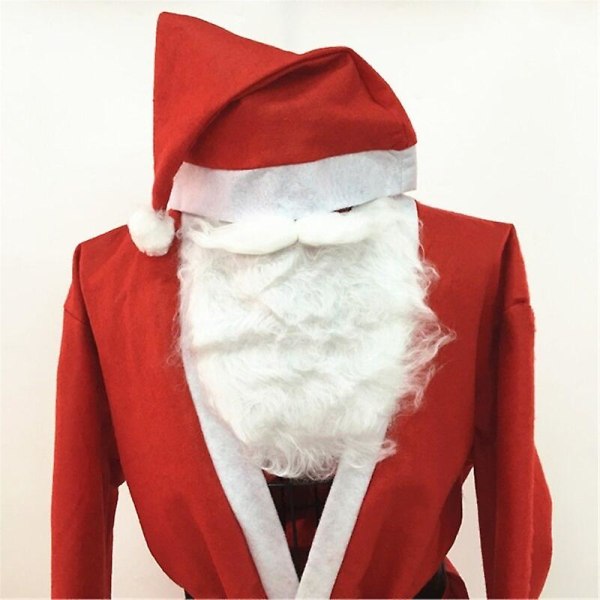 Jul Tomtedräkt Set Jultomte Kostym Tomte Cosplay Skägg Tomtedräkt För Män Julfest Kostym