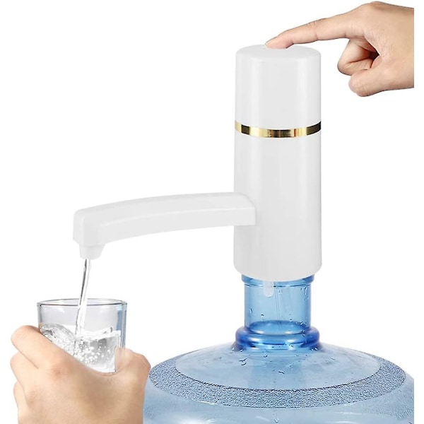 Vit Bärbar Elektrisk Vattenpump, USB Uppladdningsbar Trådlös Vattenflaskpump Universell, Automatisk Vattendispenser Filter Glaspump För Kontor Ho