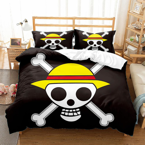 Anime One Piece 3D-printet sengesett dynetrekk dynetrekk putetrekk barnegave farge 4 US TWIN 173x218cm