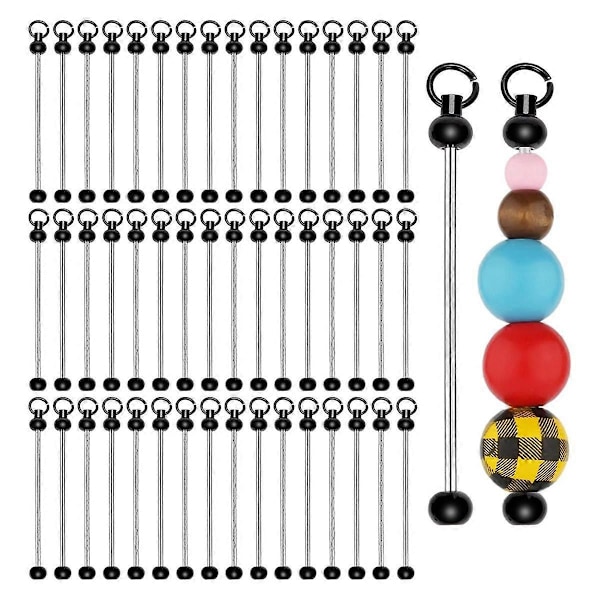 50 stk. Blanke Perlebare Nøgleringe, Metal DIY Perle Nøglering Bar Charms Let Aftagelig Perle Nøgle