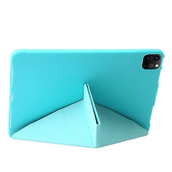 Kompatibel med iPad Pro 13 (2024) Deksel Origami Stativ Auto Sleep / Wake PU Lær+Silikon Nettbrettdeksel Azure