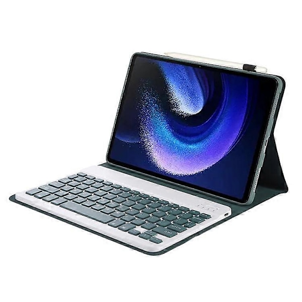 A0N7 Yhteensopiva Xiaomi Pad 6 / Pad 6 Pro PU-nahkakansi Erittäin ohut jalustallinen tablettikotelo irrotettavalla Bluetooth-näppäimistöllä DarkGreen