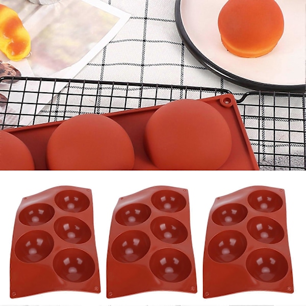 3 stk. Halvkugle Silikoneform DIY Bagning Fremstilling Varm Chokolade Kage Dessert Gelé Dome Mousse L5 Halvkugle 84040