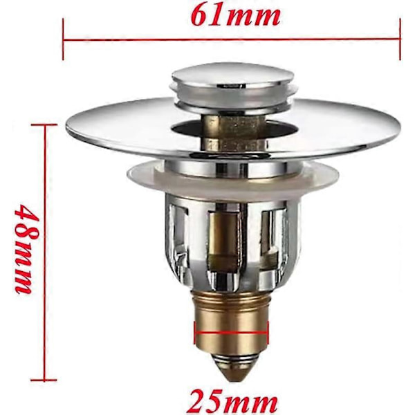 Rustfrit Stål Bounce Core Universal Vaskeprop Universal Messing Pop Up Vask Afløb Prop