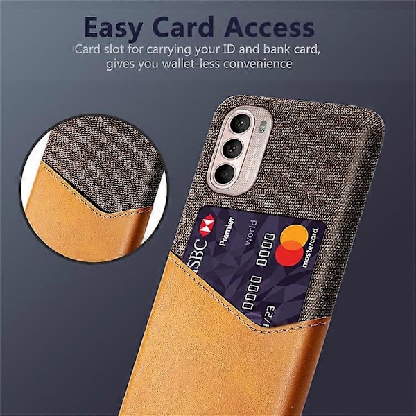 Kortholder Design Stof + PC + PU Læder Bagcover Stødsikkert Etui Kompatibelt til Motorola Moto G31 / G41 Orange