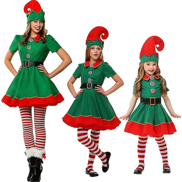 Perheen Yhteensopivat Lasten Aikuisten Joulu Tonttu Naamiaisasu Joulu Cosplay Puku women 120cm