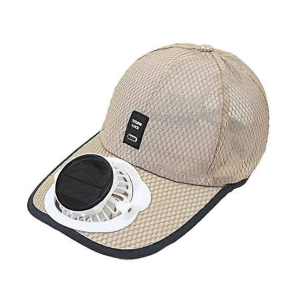 Solar ventilatorhat åndbar mesh baseballkasket UV-beskyttelse justerbar Khaki