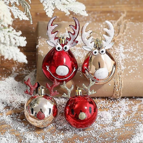 2 st Älg Julkulor Ornament Julgran Hängande Prydnad Hänge Jul D