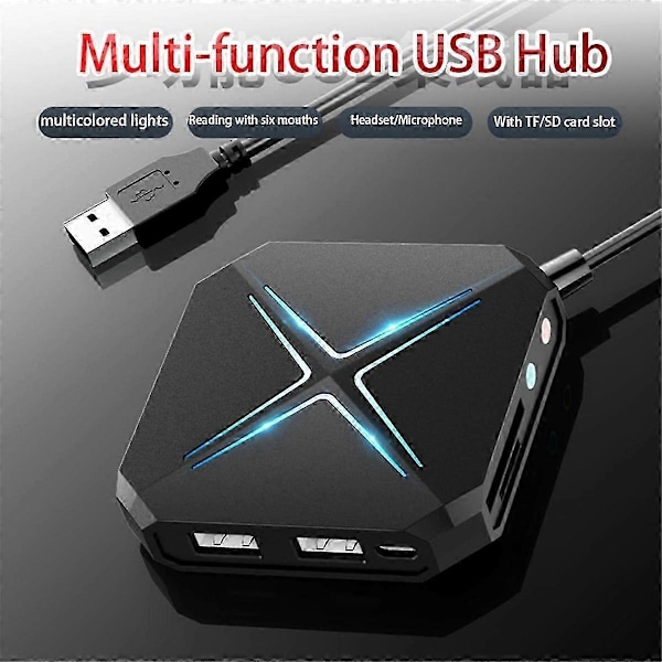 10-in-1 USB-keskitin ja o-sovitin stereokaiuttimella PC:lle, kannettavalle ja pöytäkoneelle