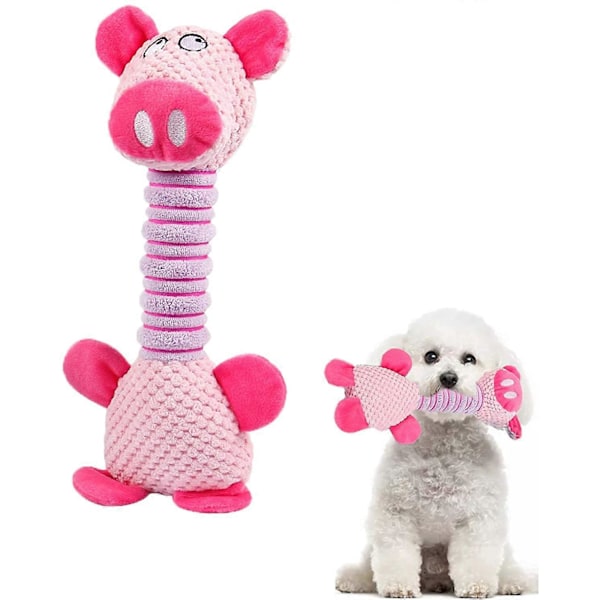 Hundelegetøj, holdbare tyggeben til tandrensning, udstoppede dyr, små og mellemstore hunde (Pink Gris)