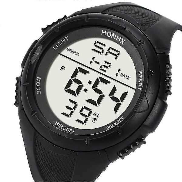 Fitnessur Mode Herre LED Digital Alarm Sportsur Silikone Militær Quartz Armbåndsur Ure Herre-Yvan