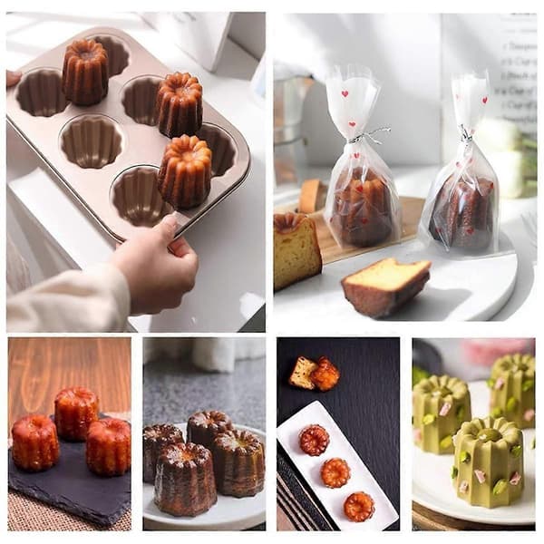 6-rums Canele Form Kageform, Non-stick Canele Bageform til Ovn Kulstofstål Caneles Form Bageværktøj