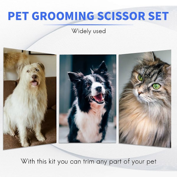 Hundtrimningssax-kit med säker rund spets, urtunningssax och husdjurstrimningskam för
