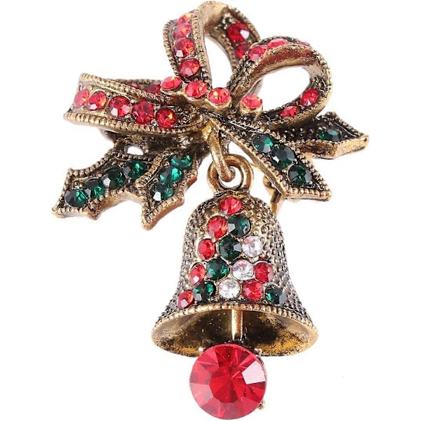 Julklocka Hänge Brosch Strass Nål Vintage Julbrosch
