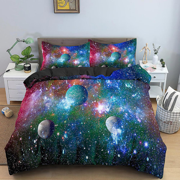 3d Galaxy vuodevaatteet set Universe Outer Space cover King Queen Psykedeelinen Starry Sky Planet Cover, pehmeä cover