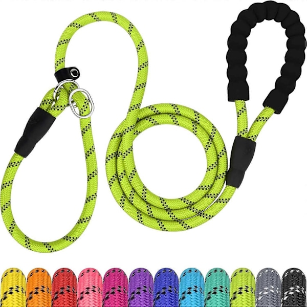 Reflekterende Glidende Bånd, Treningsropebånd for Store Hunder, 12mm x 180cm, Grønn
