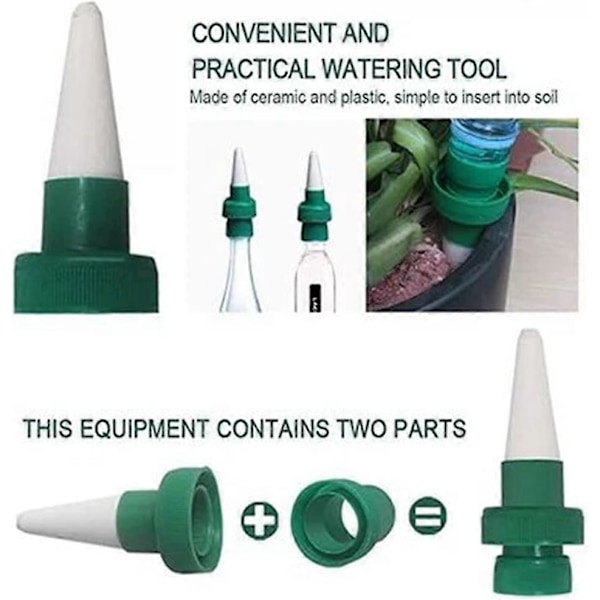Automatisk Plantevandingsdispenser Keramisk Keglehoved Plantetud Drypvanding til Have, Indendørsplante, Blomster (2 stk)