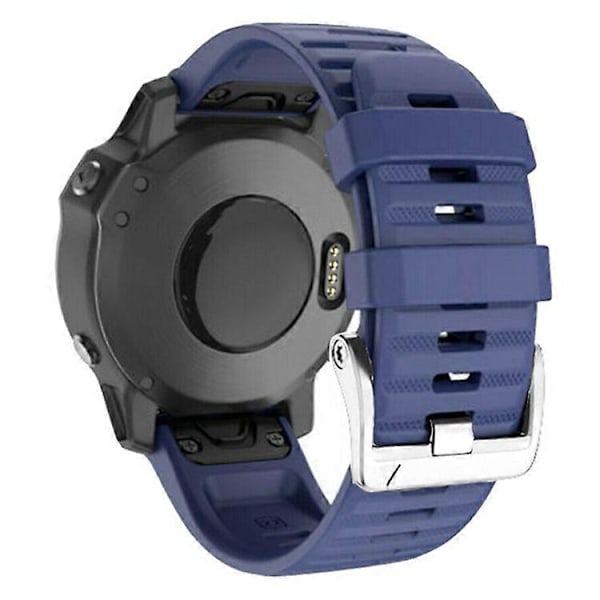 Kompatibel med Garmin Tactix 7 Pro / Fenix 7X / Fenix 6X Pro 26mm Klockarmband Silikonarmband med Stål Silver Spänne DarkBlue