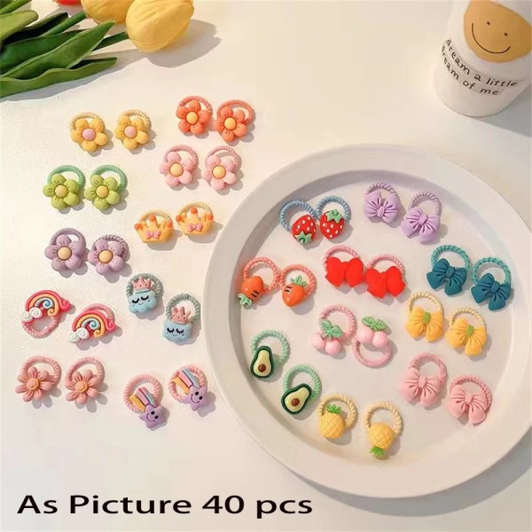 40/50/60 stk./parti Børn Hårpynt Tegneserie Elastiske Hårbånd Baby Hovedreb Lille Dyr Søde Piger Hovedbeklædning 40PCS-M