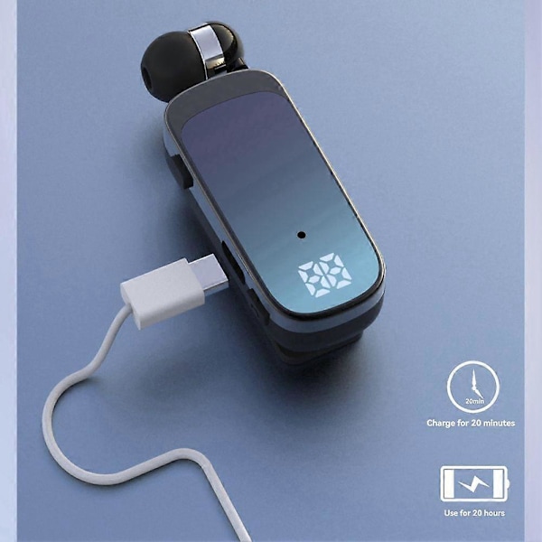 K65 Slips Retractable Trådløst Bluetooth Headset In-Ear Digitalt Display Lang Batteritid Business Single-E