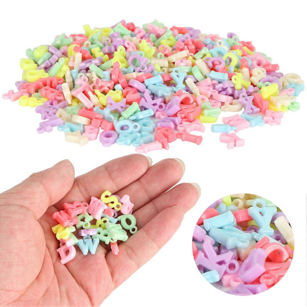 500 stk. Spacer Perler Farvede Bogstaver Plastik Hårbånd Vedhæng Perforeret Perle DIY Tilbehør