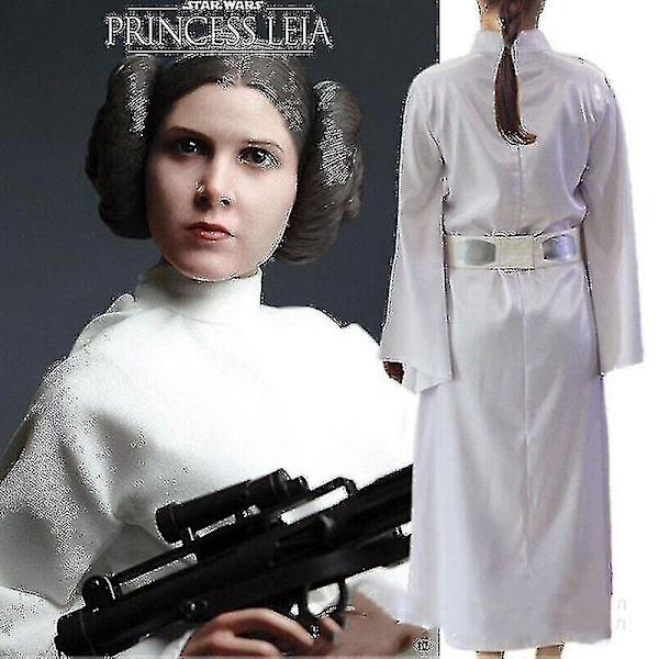 Star Wars Kostume Prinsesse Leia Organa Solo Outfit Hvid Kjole Høj Kvalitet XL
