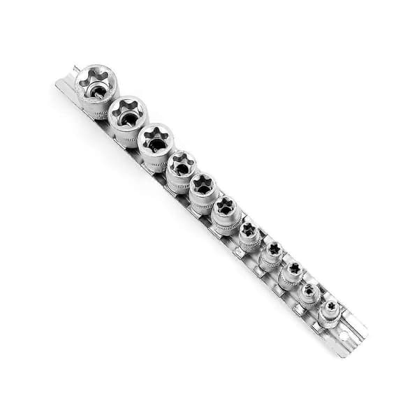 E-torx stjerne pipe sett for hunner med skinne 11 stk. E-torx stjerne pipe sett for hunner E4 - E20 moment pipe