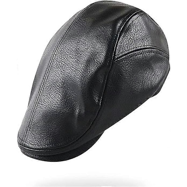 Herre Beret Kasket Justerbar PU Læder Avisdreng Ivy Gol Hat 56-60 CM