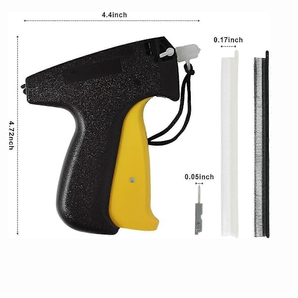 Syning til tøj, mærke pistol sæt inkluderer 2 nåle, 600 sorte 600 hvide fastgørelsesdele, fint syværktøj