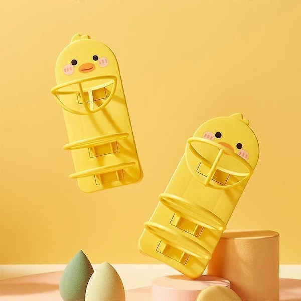Vægmonteret Sød Tegneserie Anoon Gul And Beauty Egg Hylde Udsøgt Organizer Puff Holder Multifunktionel Rack Puff Rack Egnet til Kvinder Piger