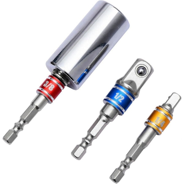 3st Hex Borr Adapter 1/2 \"3/8\" 1/4 \"Adapter Stål Hylsa Hylsadapter Konverterare