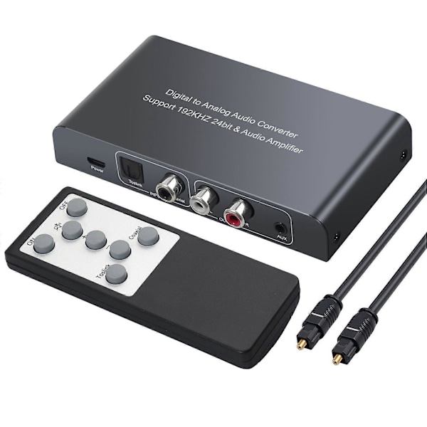 Digitaalinen-analogiseksi audionmuunnin IR-kaukosäätimellä äänenvoimakkuuden säätöön 192 kHz koaksiaali optinen Toslink - L/R 3,5 mm adapteri