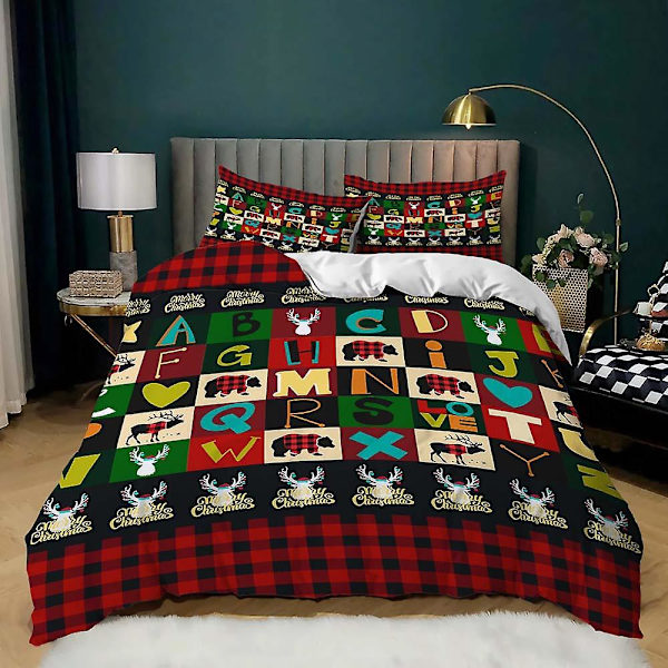 Jule Elk Julemand 3D Printet Sengesæt Dynebetræk Quilt Betræk Pudebetræk Børne Gave Farve 9 AU DOUBLE 180x210cm