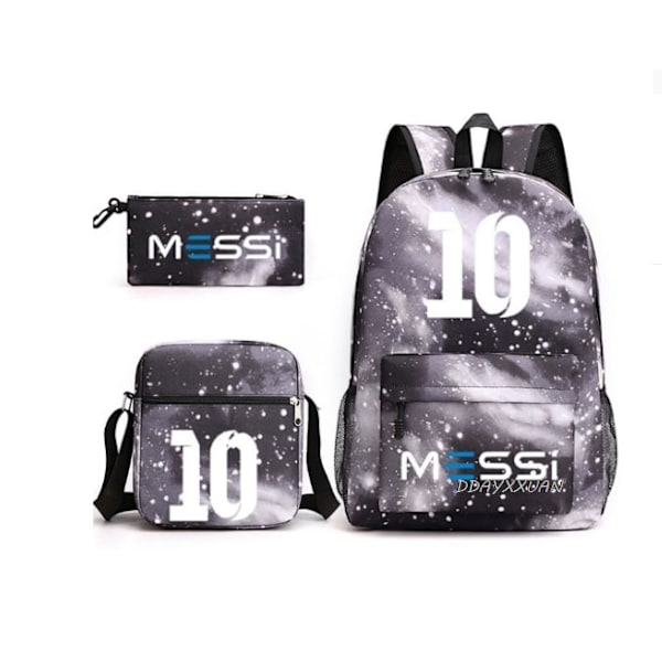 Fodbold Messi Unisex Skoletaske Studenter Rygsæk White