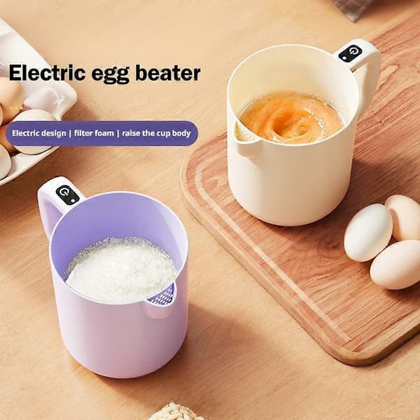 Husholdningsfilter Multifunksjonell Elektrisk Eggvisp Håndholdt Mikser og Sil Beige