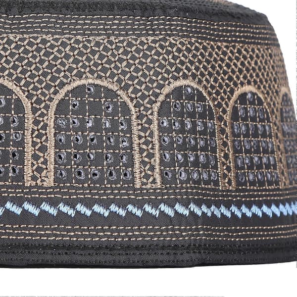 Muslimsk Hatt Islamsk Tilbedelse Bønn Broderi Saudi Arabia Menn Hodeplagg Polyester Bomull Svart57