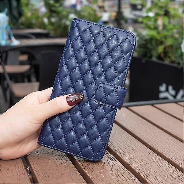 BINFEN COLOR Kompatibel med Xiaomi Redmi Note 9 Pro 4G / Note 9 Pro Max / Note 9S 4G BF Style-14 Präglat Rombmönster PU-läder Blue