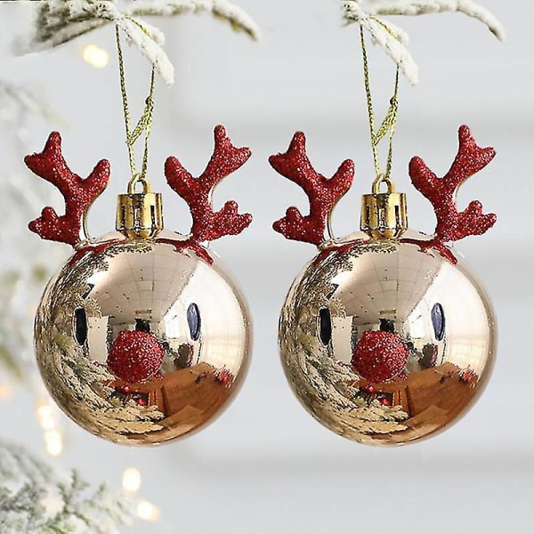 2 st Älg Julkulor Ornament Julgran Hängande Prydnad Hänge Jul D