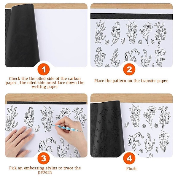 100 Ark Kolpapper Spårpapper, Grafitkopieringspapper Spårning och Överföring Ritning