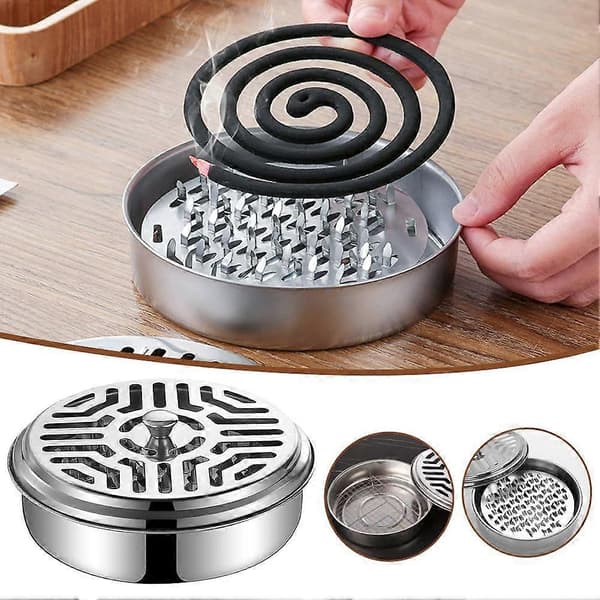 Myggespiralboks i rustfrit stål - Rustbestandig, ventilationshuller Spikedisk