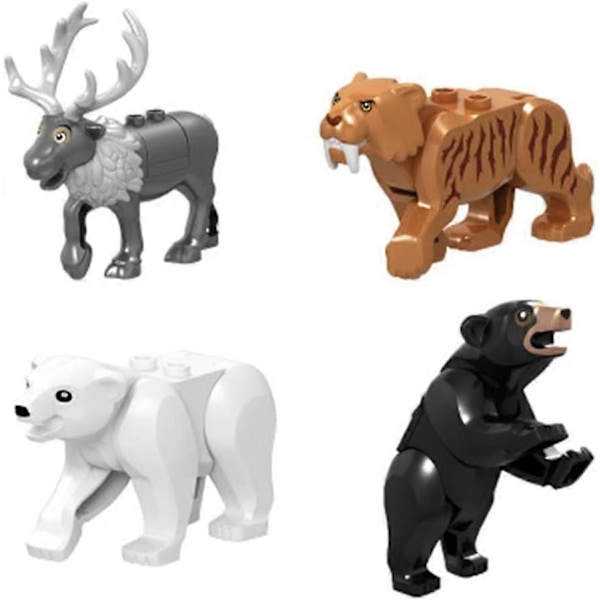 2025 Nyt 9 stk./sæt By Dyr Byggeklodser Zoo Figurer Model Mammut Sabeltand Pædagogisk Legetøj