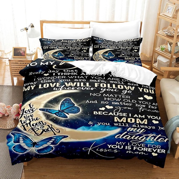 But05 Sommerfugl 3D-printet Sengesett Dynetrekk Dynetrekk Putetrekk Barnegave AU DOUBLE 180x210cm