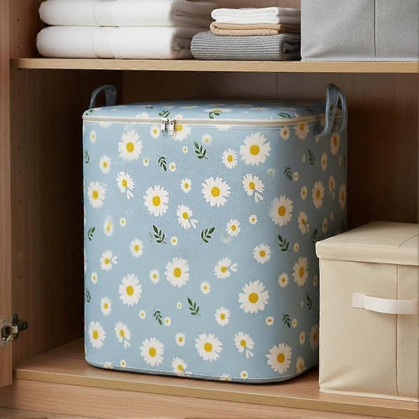 Opbevaringspose til dyner - Non-woven, stor kapacitet, lynlås, blå M