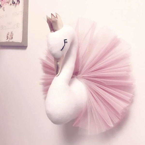 Söt Gyllene Krona Svan Väggdekor Docka Rosa Prinsessa Flamingo Så