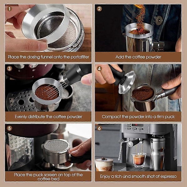51mm Espresso Verktygsset: Kalibrerad Tamper, WDT Nålverktyg & Doserings Tratt för Kaffemaskiner