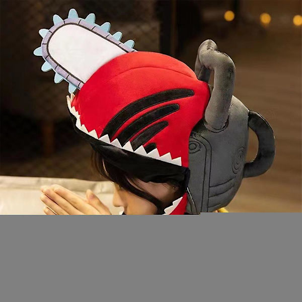 Anime Chainsaw Man Pochita Hat Fyldt Hovedbeklædning Cosplay Party Blød Plys Hat Legetøj Rekvisitter Gaver